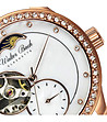 Златист автоматичен дамски часовник скелетон с бяла каишка Mona-2 снимка