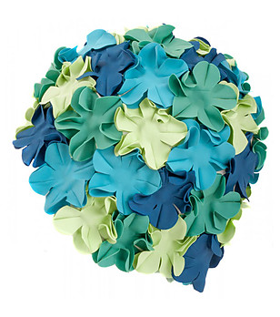 Дамска шапка за плуване в синьо и зелено с ефектен дизайн Bloom снимка