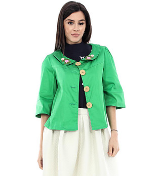 Зелено дамско памучно сако снимка