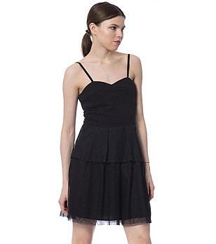 Черна къса рокля с тюл Simina снимка