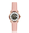 Дамски златист часовник скелетон с розова каишка Lina-0 снимка