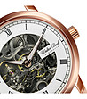Дамски златист часовник скелетон с розова каишка Lina-2 снимка