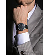 Мъжки часовник хронограф в сребристо с черна каишка Luka-1 снимка