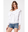Ефектна бяла дамска блуза с памук Ilaria-0 снимка