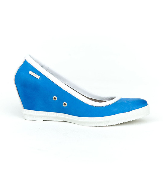 Дамски кожени обувки в синьо и бяло Antonia снимка