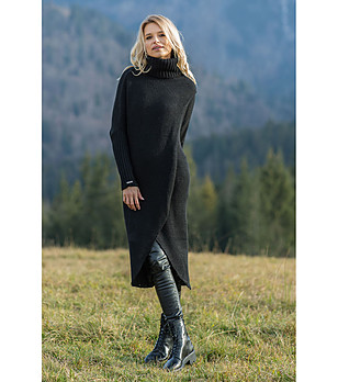 Дълъг черен дамски пуловер Alenia снимка