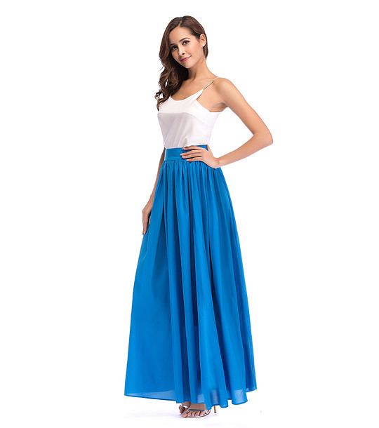 Синя дълга пола с коприна Tonina снимка
