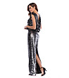 Елегантна рокля в цвят графит с лъскав ефект Martina-4 снимка
