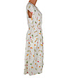 Ленена рокля в екрю с флорален принт-2 снимка