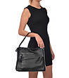 Черна дамска чанта от естествена кожа Zarina-4 снимка