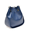 Синя дамска кожена чанта с пискюли Zaira-1 снимка