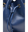 Синя дамска кожена чанта с пискюли Zaira-2 снимка