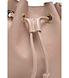 Дамска кожена чанта с пискюли в цвят пудра Zaira-2 снимка