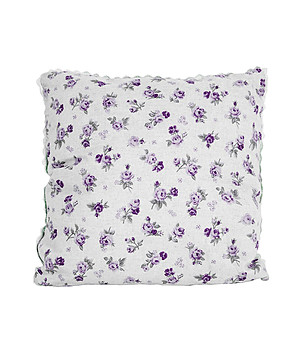 Памучна калъфка за възглавница в бяло и лилаво Lilac rose снимка