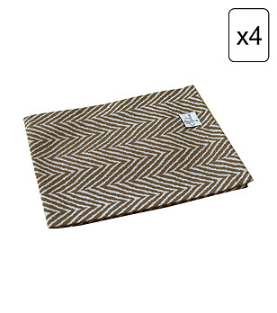 Комплект от 4 бр. текстилни салфетки в кафяво и бяло British 33х45 см снимка