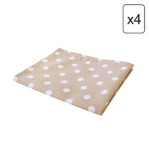 Комплект от 4 бр текстилни салфетки в бежово и бяло Dots 35х45 см снимка