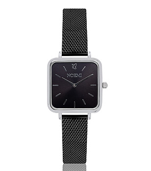 Черен дамски часовник със сребрист корпус Amanda снимка