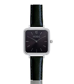 Дамски часовник в черно и сребристо с кожена каишка Amanda снимка