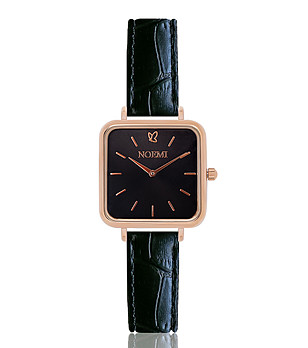 Дамски часовник в розовозлатисто и черно с кожена каишка Amanda снимка
