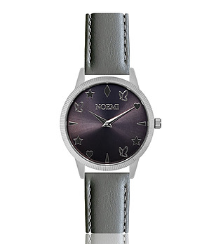 Дамски часовник в сребристо и черно със сива каишка Chloe Dream снимка