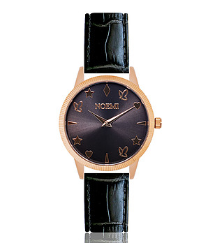 Черен дамски часовник с корпус в розовозлатисто Chloe Dream снимка