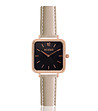 Дамски часовник в розовозлатисто и черно с каишка в цвят крем Amanda-0 снимка