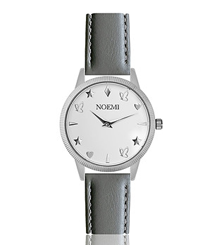 Дамски часовник в сребристо и бяло със сива каишка Chloe Dream снимка