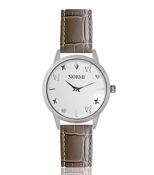 Дамски часовник в сребристо и бяло с каишка в цвят мока Chloe Dream снимка