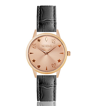 Розовозлатист дамски часовник с каишка в цвят графит Chloe Dream снимка