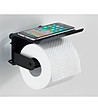Черна поставка за тоалетна хартия и смартфон-4 снимка