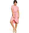 Асиметрична памучна рокля в розово Velma-0 снимка