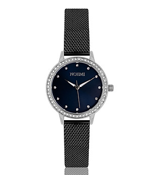 Сребрист дамски часовник с черна верижка Tiffany снимка