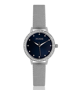 Сребрист дамски часовник със син циферблат и верижка Tiffany снимка