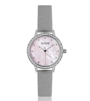 Сребрист дамски часовник с кристали и розов циферблат Tiffany снимка