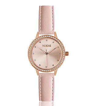 Розовозлатист дамски часовник с розова кожена каишка Tiffany снимка