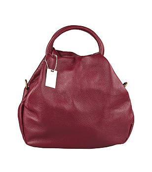 Дамска чанта от естествена кожа в цвят бордо Amedia снимка