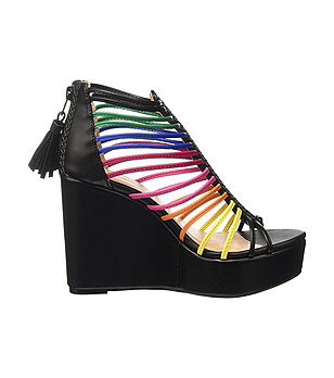 Многоцветни дамски сандали на платформа Klea снимка