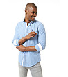 Памучна мъжка риза на каре в синьо и бяло Dede-2 снимка