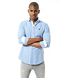 Памучна мъжка риза на каре в синьо и бяло Dede-3 снимка