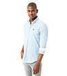 Мъжка риза от лен и памук в бяло и синьо Andres-0 снимка
