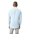 Мъжка риза от лен и памук в бяло и синьо Andres-1 снимка