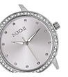 Сребрист дамски часовник с кристали и черна кожена каишка Tiffany-1 снимка