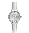 Сребрист дамски часовник с камъчета и бяла кожена каишка Tiffany-0 снимка