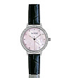 Сребрист дамски часовник с каишка с релеф и кристали Tiffany-0 снимка