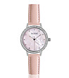 Сребрист дамски часовник с кристали и розова каишка Tiffany-0 снимка
