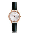 Розовозлатист дамски часовник с кристали и каишка в черно Tiffany-0 снимка