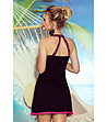 Черна плажна рокля с цикламени помпони Amber-1 снимка