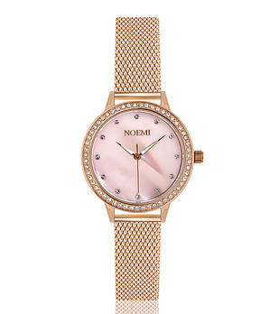 Дамски розовозлатист часовник с кристали и розов циферблат Tiffany снимка