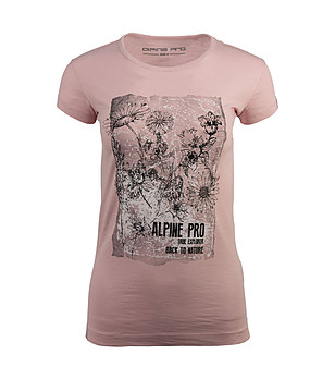 Памучна дамска тениска в розов нюанс с щампа Pefra снимка