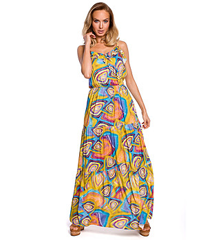 Дълга многоцветна рокля с ефектен принт Irem снимка